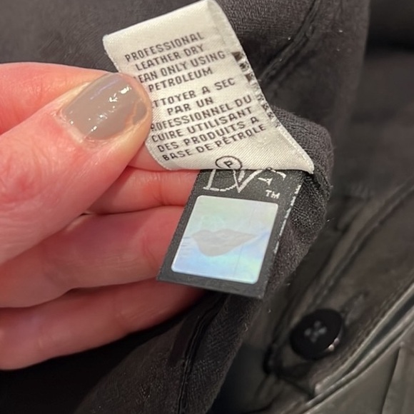 DVF Diane Von Furstenberg size 14 black “Liberty”leather pants straight leg - Picture 4 of 13